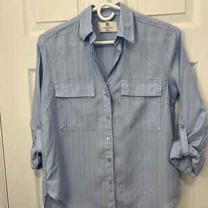 Babaton Utility Shirt (Baby blue and white pin stripped)